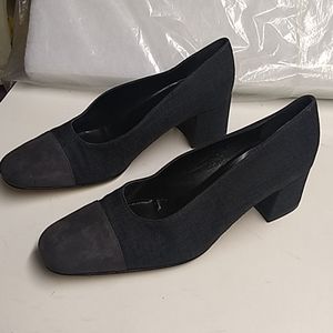 Silvio Paticelli Women Gray Fabric Suede Shoe Chunky Heel Size 10